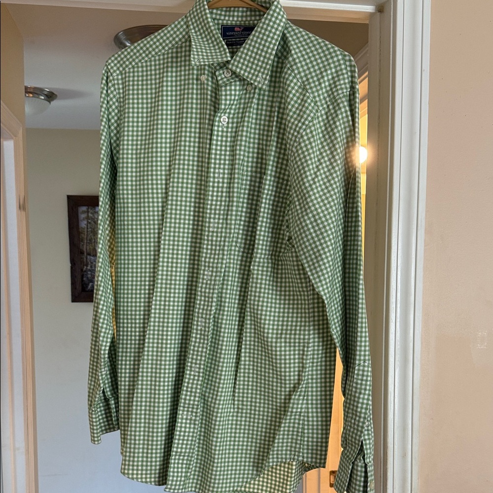 Vineyard Vines Men's Green Checkered Shirt